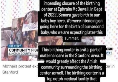 Protest against birthing center closure in Kentucky.
